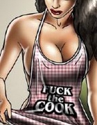 Free bdsm comics. Sexy busty girl cooks in the kitchen almost naked!