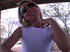 Blonde bombshell Lynika rubs her tight bare pussy.