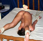 Slave sluts hogtied and ballgagged