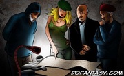 Fetish cartoons. Busty blonde girl bound in dark basement!