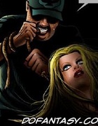 Slave cartoons. Busty blonde almost naked and tied!