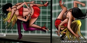 Sado comic. Cruel Mistress beats her novice slave girl in the cell!