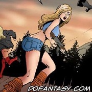 Sado cartoons. Two naked girls trying to escape from the bad guys.