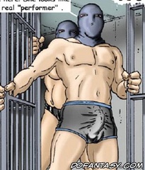 Adult bondage comics. Beautiful blonde in the chamber are kept on a chain.