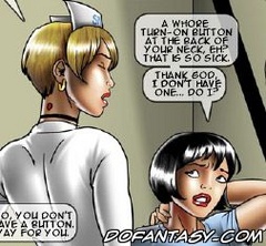 Slave cartoons. Big guy likes anal sex with a nurse.