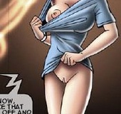 Horror comics. Beautiful brunette bursting with desire trahatsya it sderaet