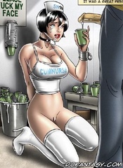 Bdsm art. Nurses to receive sperm in mouth.