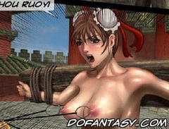 Bdsm art. Toon chick put on wooden dildo for her pussy.