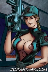 Fetish cartoons. Naked girl locked in a small cage.
