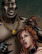 Bondage comics. Pair of healthy blacks fuck little girl with big tits.