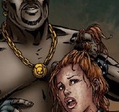 Bondage comics. Pair of healthy blacks fuck little girl with big tits.