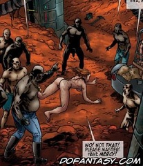 Bondage comics. Pair of healthy blacks fuck little girl with big tits.