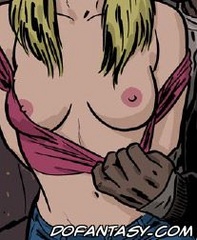 Adult bondage comics. Bad guy tore the girl's blouse, and there seemed huge breasts.