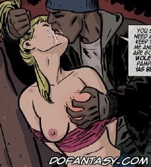 Adult bondage comics. Bad guy tore the girl's blouse, and there seemed huge breasts.