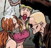 Bondage cartoons. Girls stuffed a gag in her mouth, tied up and stuffed