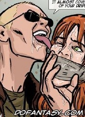 Bondage cartoons. Girls stuffed a gag in her mouth, tied up and stuffed in a warehouse.