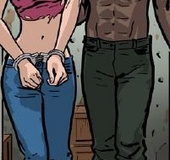 Submission art. Anime blonde in handcuffs and a gag!