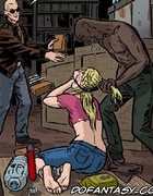 Slave girl comics. Defenseless girl lies on the chalkboard and around