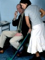 Demure miss in stockings spanked hard on - Picture 1