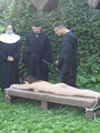 Naked lovely tied to a bench and caned - Picture 2