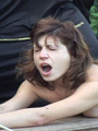 Naked lovely tied to a bench and caned - Picture 4