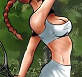 Submission art. Chick with big buffers, playing tennis, her tits jump