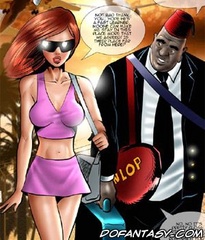 Bdsm comics. Busty young chick in a short skirt flew in the Arab world.