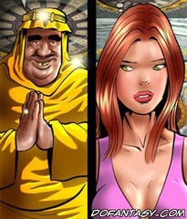 Bdsm comics. Busty young chick in a short skirt flew in the Arab world.