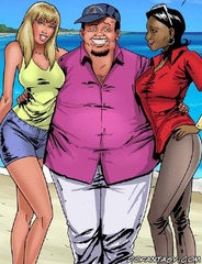 Slave girl comics. Two charming cartoon girls with big tits and long hair.