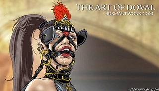 Bondage art. A ring gag serves many purposes when tightly fitted on a young slavegirl's mouth!