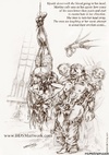 Slave cartoons. Upside down Martine only sees how some ot the men lower