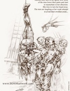 Slave cartoons. Upside down Martine only sees how some ot the men lower