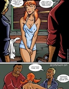 Slave girl comics. We'll see how you like cowhide on your open pussy!