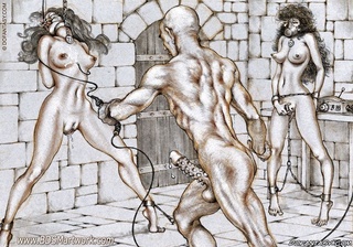 Sex slave comics. Bald overseer enjoys captured girls!
