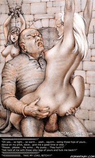 Bdsm art. So tight...so warm...swing those hips of yours...dance on my prick, slave!