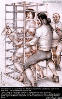 Free bdsm comics. C'mon slave, squeeze your Master's dick, make me cum inside your bowels...