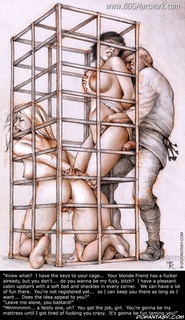 Free bdsm comics. C'mon slave, squeeze your Master's dick, make me cum inside your bowels...