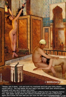 Bdsm art. You better do your best if you don't wish your whore's pussy whipped!