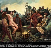 Sado cartoons. Put the hot iron on her pussy, executioner, and the on