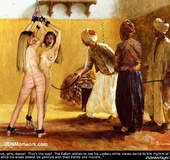 Bondage art. The Caliph's wishes to see his useless white slaves dance!
