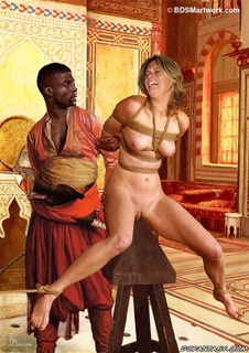 Submission art. Sheila found herself naked and srpead-eagled in the full view of a long line of men!