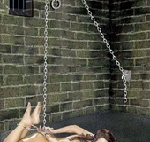 Slave art. Poor slave girls are kept in the cold dark basements!