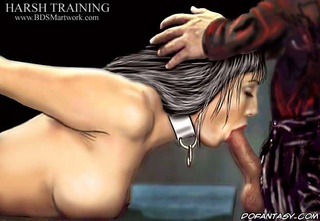 Bdsm art. First slave performance at her new Master's home!