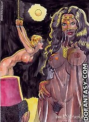Slave comics. Slave girl double-penetrated in the dark basement!