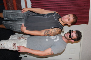 Two amateur guys sitting on the bed and  - XXX Dessert - Picture 1