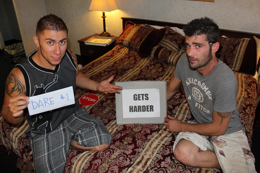 Two amateur guys sitting on the bed and pla - XXX Dessert - Picture 8