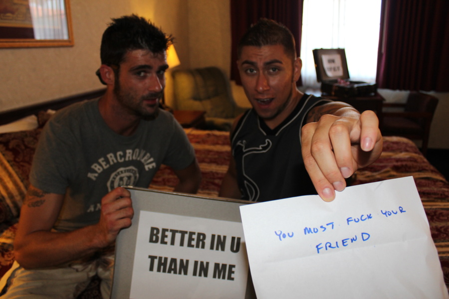 Two amateur guys sitting on the bed and pla - XXX Dessert - Picture 12