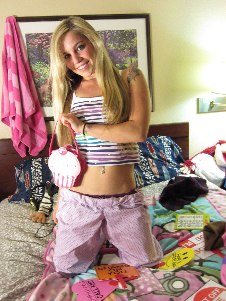Busty blonde teen girl slowly stripteasing  - XXX Dessert - Picture 2
