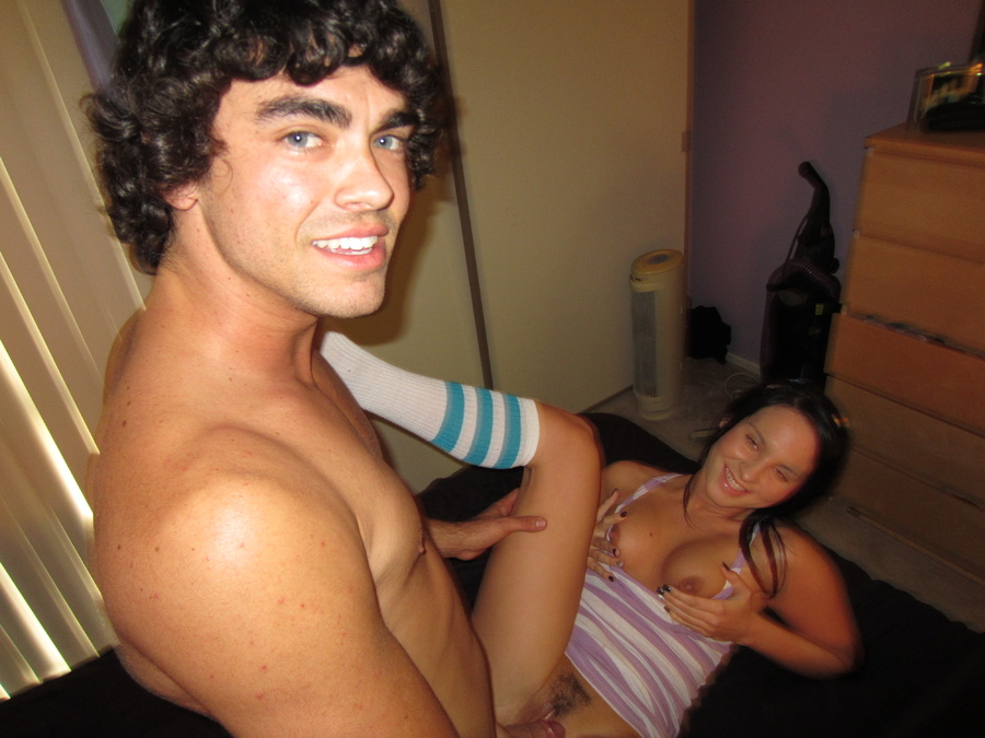 Darl haired teen beauty gets her boobs cum  - XXX Dessert - Picture 1