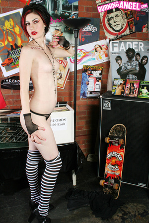 Pixie Pearl strips in a record shop - XXX Dessert - Picture 8